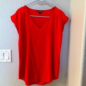 Express Red V-Neck Blouse